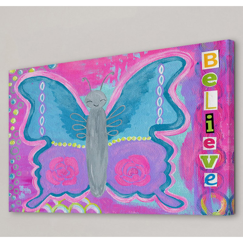 «Believe Butterfly» par Jill Lambert, reproduction sur toile tendue, H 12 po x l 18 po x P 1,5 po