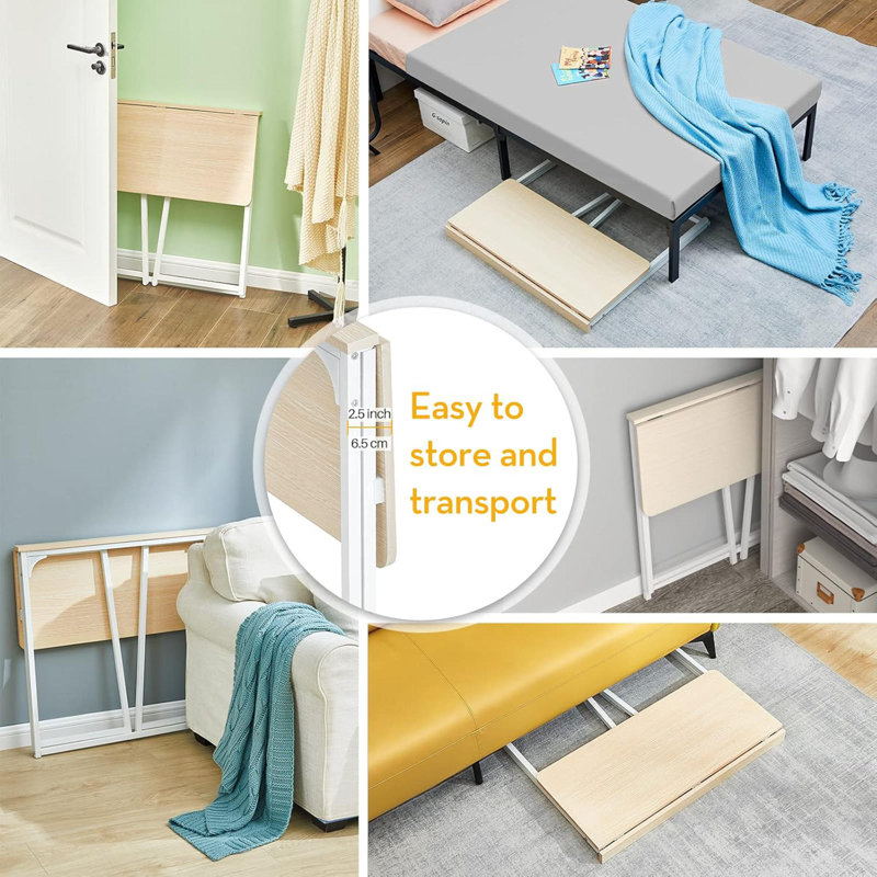 Petit bureau pliable de 31,5 po: table d'ordinateur pliable peu encombrante, poste d'écriture pour bureau personnel, chêne