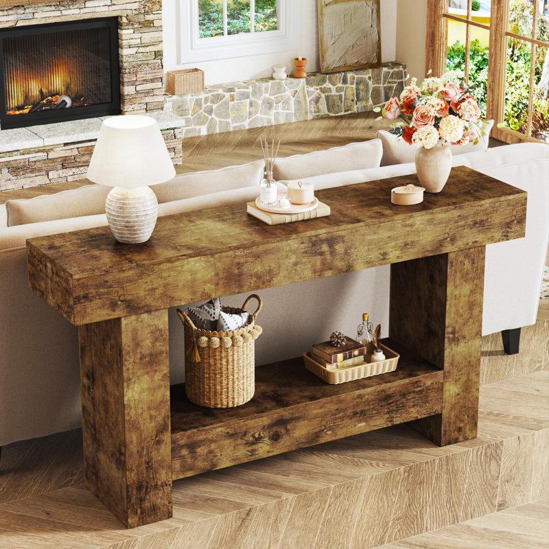 Console 63 po avec rangement ouvert, Rustic