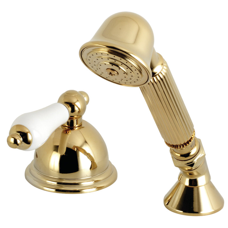 Kingston Brass Vintage Deck Mount Hand Shower with Diverter for Roman Tub Faucet, Polished Brass