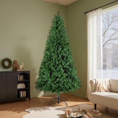 Arbre de Noël, arbre de Noël artificiel pré-éclairé de 7,2 pi, arbres de décoration de Noël complets avec 470 lumières colorées à DEL, 11 modes d'éclairage, 1346 branches et base en métal robuste pour la décoration de bureau à domicile