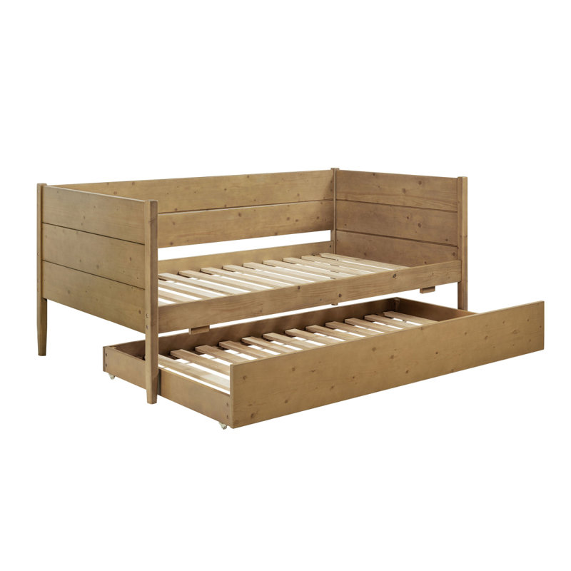 Lit de jour en bois avec couchette, naturel