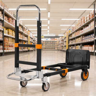 3-in-1 Convertible Aluminum Hand Truck and Dolly, Folding Multi-Position Moving Cart with Expandable Base and 600 lb. Capacity, Silver