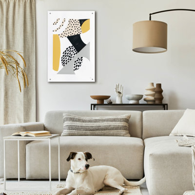 Art mural en verre Wrought Studio ™ «Luminous Tumble 2 Yellow» par Laura Marshall