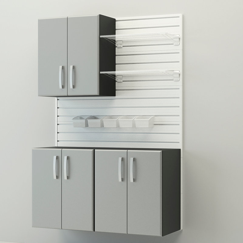 Flow Wall 4 Piece Deluxe Workstation, White/Silver