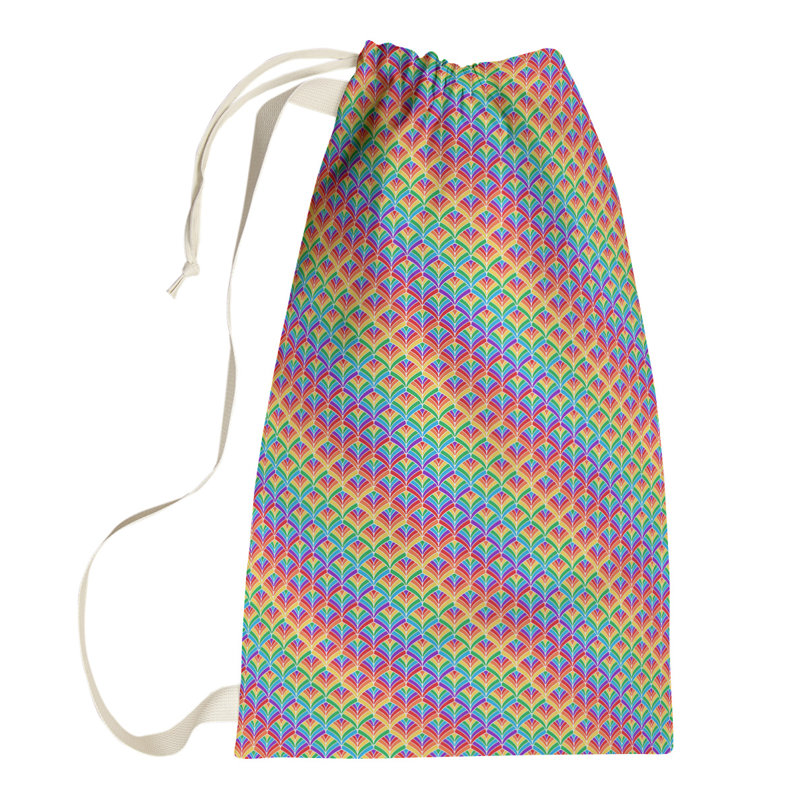 Kitterman Fabric Laundry Bag with Handles, Small ( 64" H x 20" W x 1.5" D), Yellow/Pink/Blue