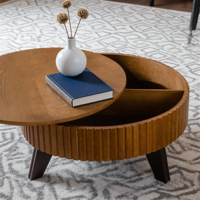 Table basse ronde avec espace de rangement pour le salon et le bureau
