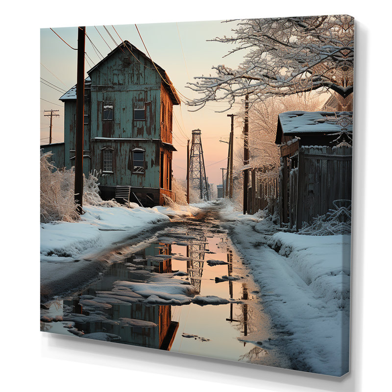 " Warehouses Winter Scenery I ", 30" H x 30" W x 1" D, Wrapped Canvas