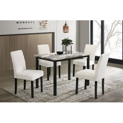 5Pc Dining Set Kitchen Dinette Cushions Upholstered 4X Chairs Dining Room