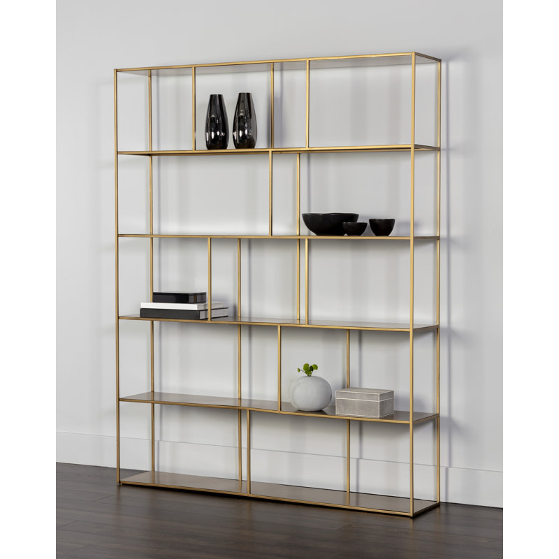 Mixt Etagere Bookcase, Gold, 77" H x 60" W x 12" D