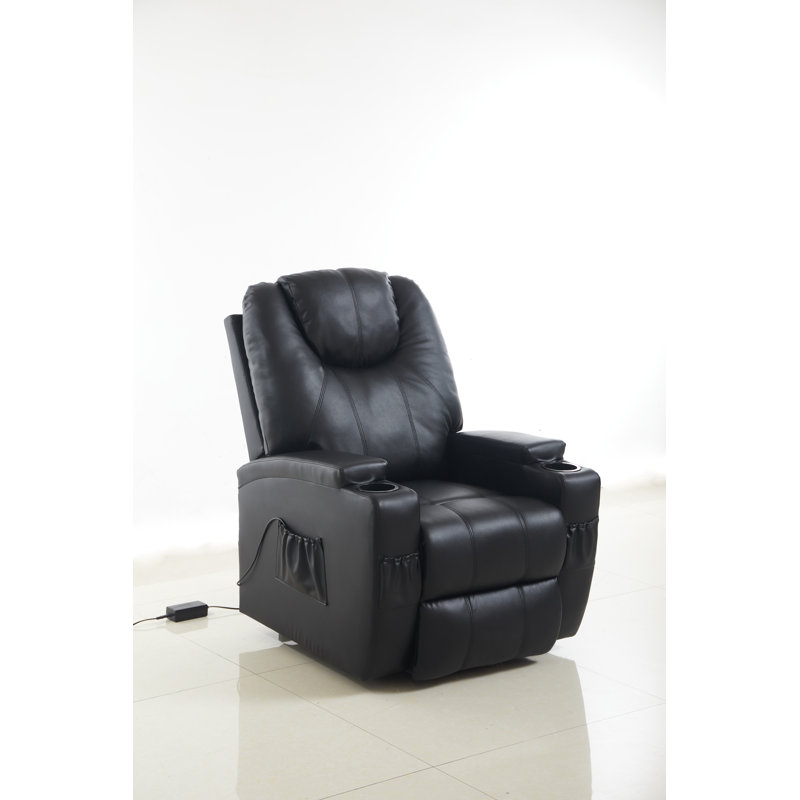 Fauteuil inclinable électrique en cuir Vegan, Similicuir noir