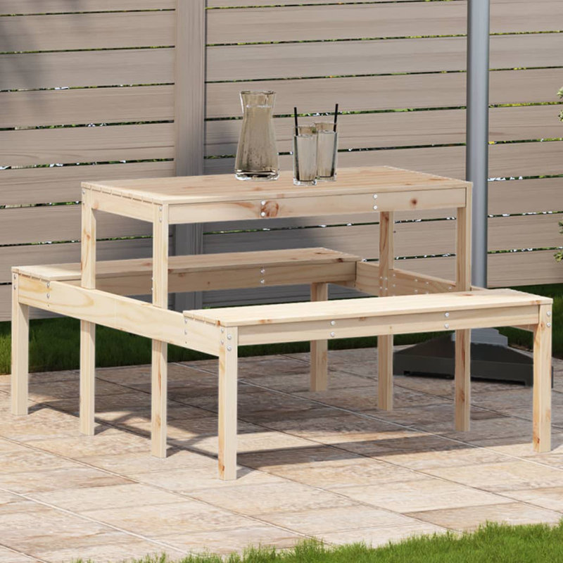  Table de pique-nique en bois de pin massif naturel, Naturel