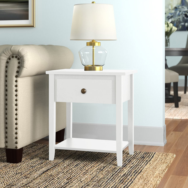 Anke End Table with Storage, White
