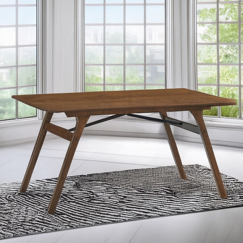 Rectangular Wooden Dining Table In Walnut Finish