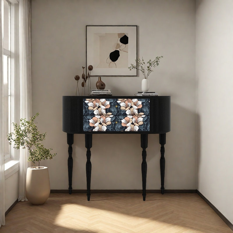 Console rétro avec 2 tiroirs, H 35,43 po x l 39,37 po x P 11,81 po