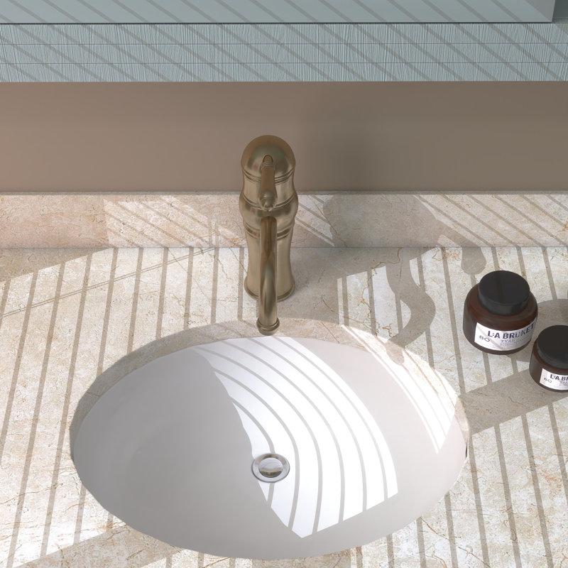 19"W x16"D White Ceramic Oval Undermount Bathroom Vessel Sink with Overflow