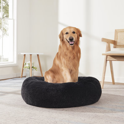 Lit rond en fausse fourrure anti-angoisse