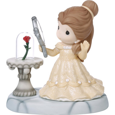 Figurine Precious Moments Disney La Belle et la Bête tenant un miroir 5,55 pouces