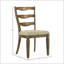 Chaise d'appoint en tissu brun clair et finition chêne vieilli