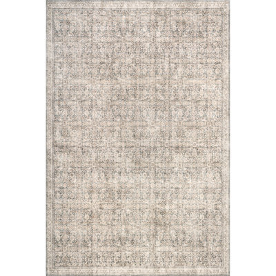 Jeccica Distressed Vintage Medallion Jute Blend Polyester Area Rug