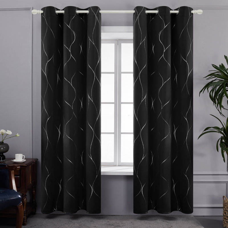Panneaux de rideaux obscurcissants et isolants en polyester Kellda , L 52 po x L 72 po, Noir, noir, noir, noir