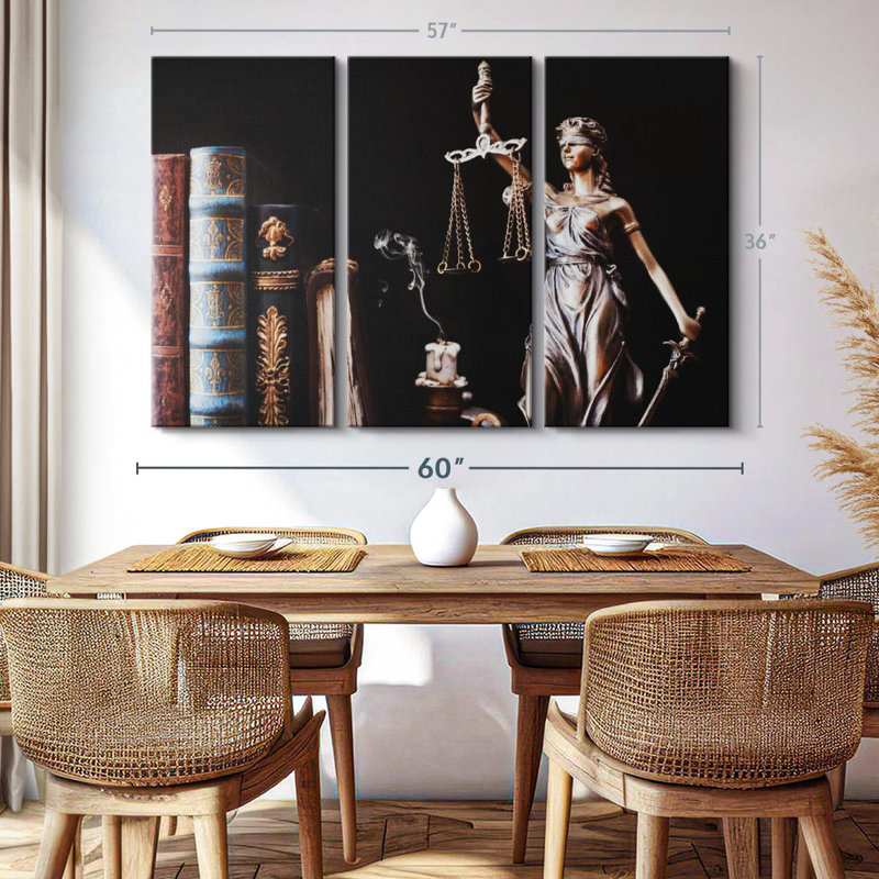 "Symbolique Lady Justice" sur toile, H 36 po x l 57 po x P 1,25 po