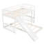 Lit simple au-dessus d'un lit superposé, finition blanche avec glissade et structure en pin massif, peu encombrante pour les chambres à coucher, apparence esthétique grise, lit de support de matelas à 18 lattes encastré en bois