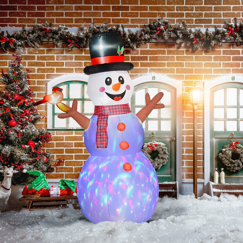 Bonhomme de neige gonflable 7,9 pi avec branches, lumières DEL rotatives pour décorations de fêtes