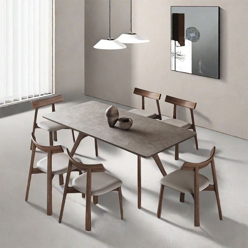 Rectangular rock plate dining table sets, 29.52"H x 70.86"L x 35.43"W