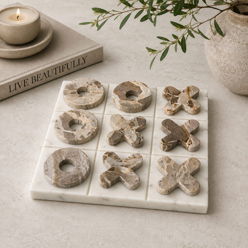 Delphi Grid - jeu de tic tac toe en marbre | Décoration de table décorative