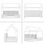 Lit simple avec lumière DEL, lit maison en bois avec bibliothèque de rangement, lit maison au sol avec garde-corps-174758032