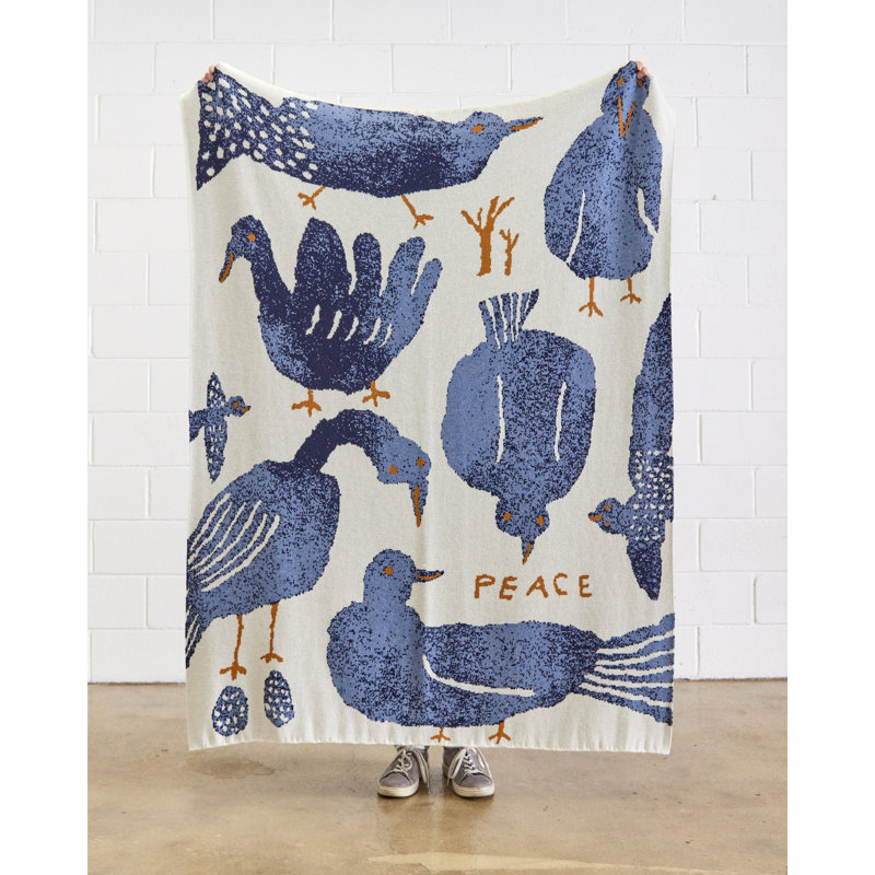 Peace Throw Blanket, Bluebird, Merino Wool