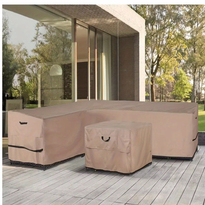 L-Shaped Left Facing Outdoor Sofa Cover (1Pc) - Waterproof All-Weather Sectional Couch Cover,Heavy Duty with Secure Straps, for Backyard/Patio Deck