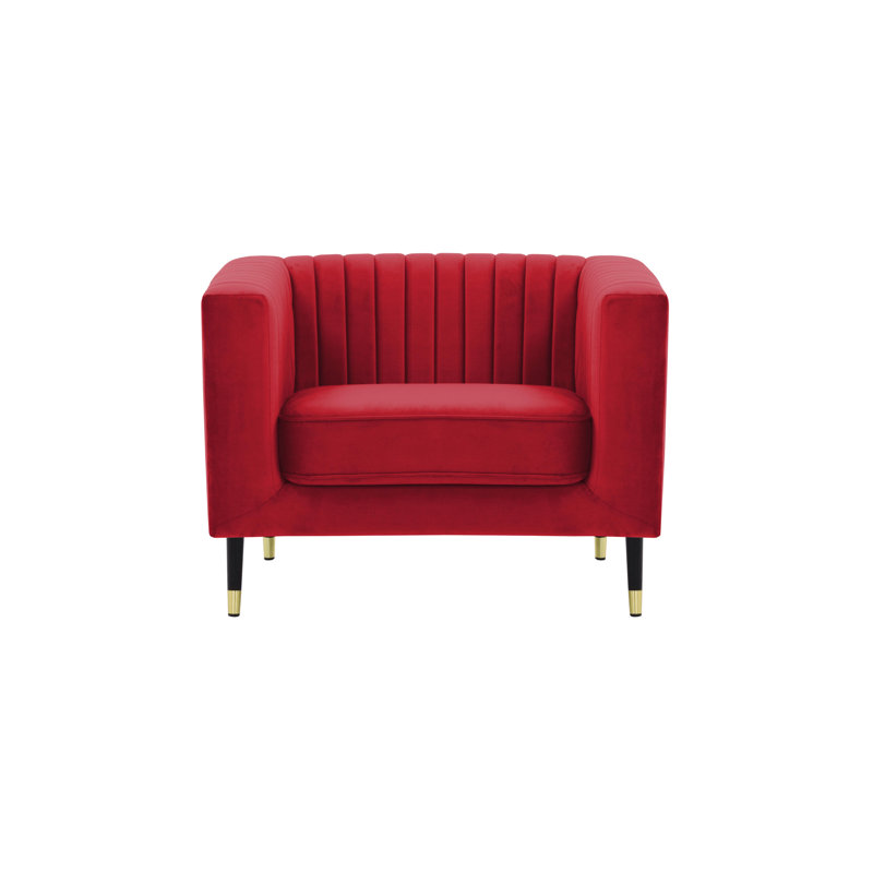 Clevenger Velvet Armchair, Red