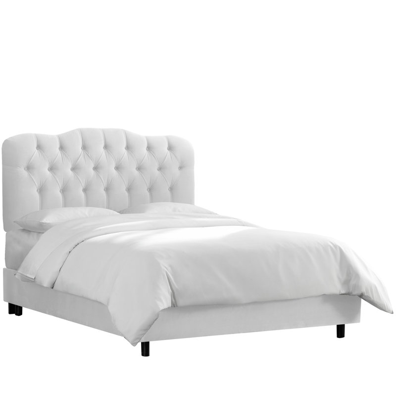 Rodan Upholstered Bed, Queen, White Velvet