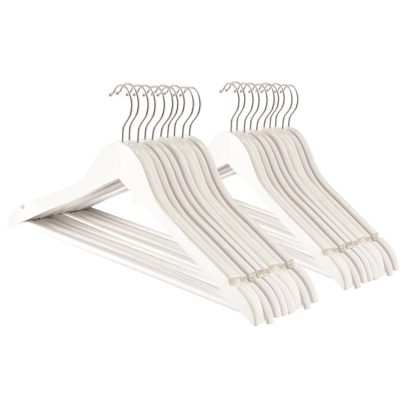 Harbour Housewares - Strong Wooden Clothes Hangers, White