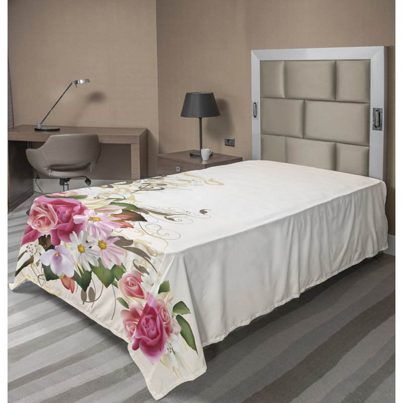 Microfiber No Pattern And Not Solid Color Flat Sheet, Twin