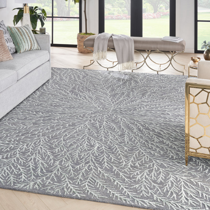 Michael  Amini Hand Woven Wool Floral Area Rug, Rectangle 8'6" x 11'6"