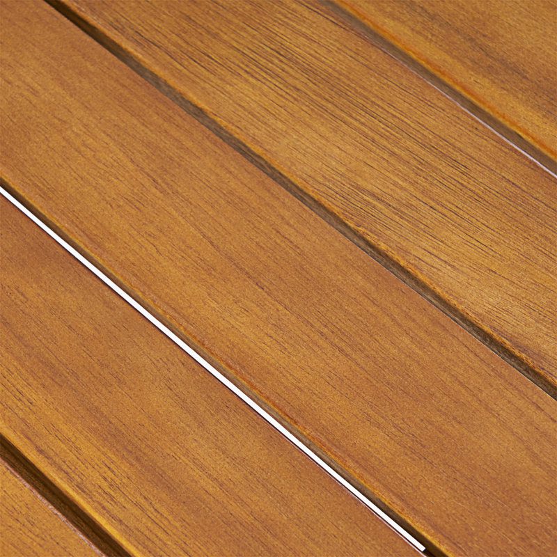 Table d'appoint d'extérieur en bois d'acacia rustique moderne de 16 pouces avec plateau à lattes Mulkey, Teck