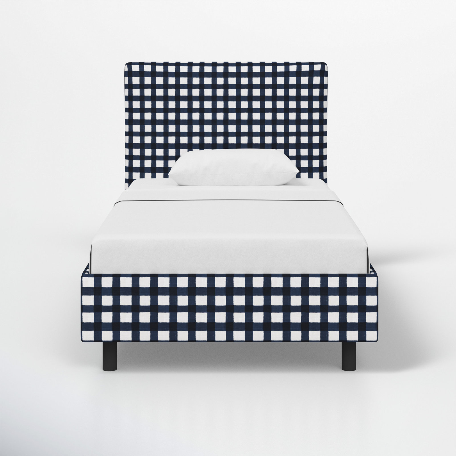 Sawyer Upholstered Platform Bed, Twin, Buffalo Gingham Blue
