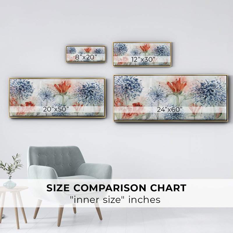 Tiger Lily Field- Framed Canvas, 12" H x 30" W