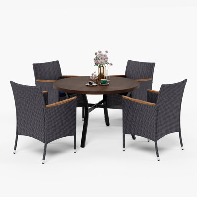 Birmadevi 4 - Person Patio Dining Set with Round Table
