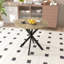 Table de salle à manger ronde 31,5 pouces, petite table de cuisine circulaire avec pieds en métal noir pour 2 à 4 personnes, table de salle à manger moderne, brun (table seulement)