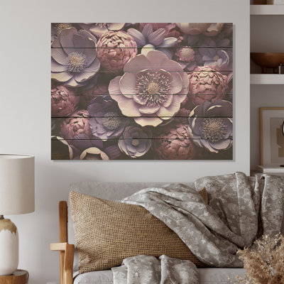 Buttercups Lavender - Buttercups Wood, art mural sur bois de pin naturel