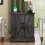 Table de bout de style rustique avec charge - Tablette latérale réglable en noyer gris et portes de grange pour porte de salon