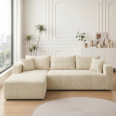 Canapé modulaire en L avec tissu velours côtelé