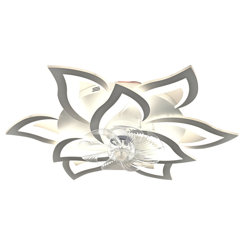 Ventilateurs de plafond avec lumières et télécommande, ventilateur de plafond encastré moderne en acrylique d'intérieur