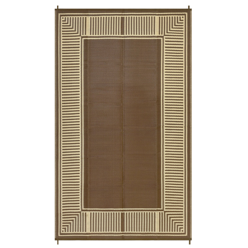 Waterproof Outdoor Area Rug Reversible Plastic Carpet Simple Geometric Design UV & Mark Mark Resistant Easy Clean Ideal for Patio Garden Picnic Deck Balcony