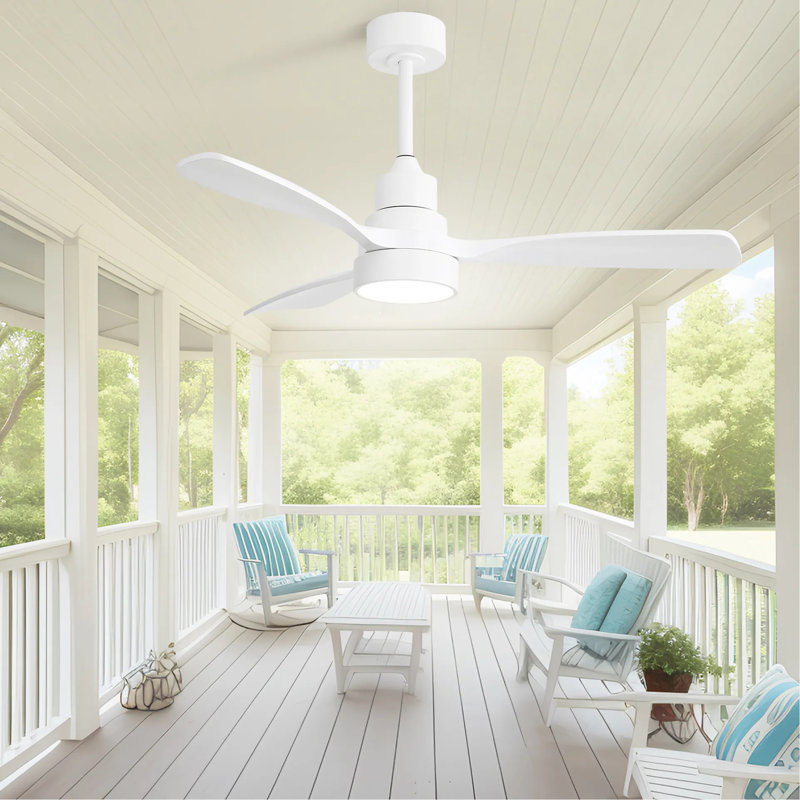 Ventilateur de plafond en bois massif 48 pouces avec moteur à courant continu réversible à intensité variable 6 vitesses