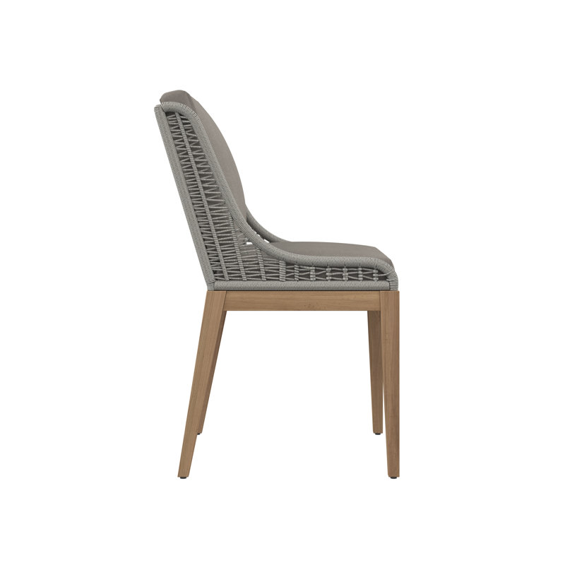 Hellmut Outdoor Teak Dining Side Chair, Gray, Dark Brown